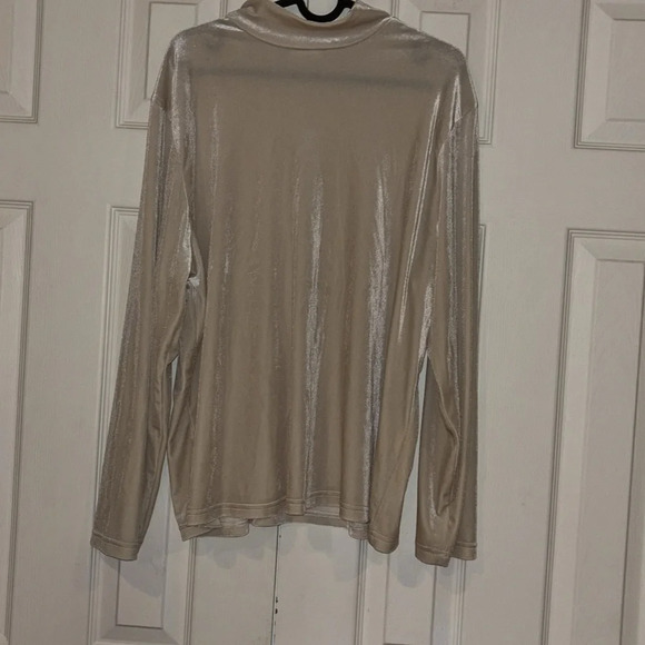 Monte Carlo shiny velvet high neck long sleeve  top Sz L - Picture 7 of 11